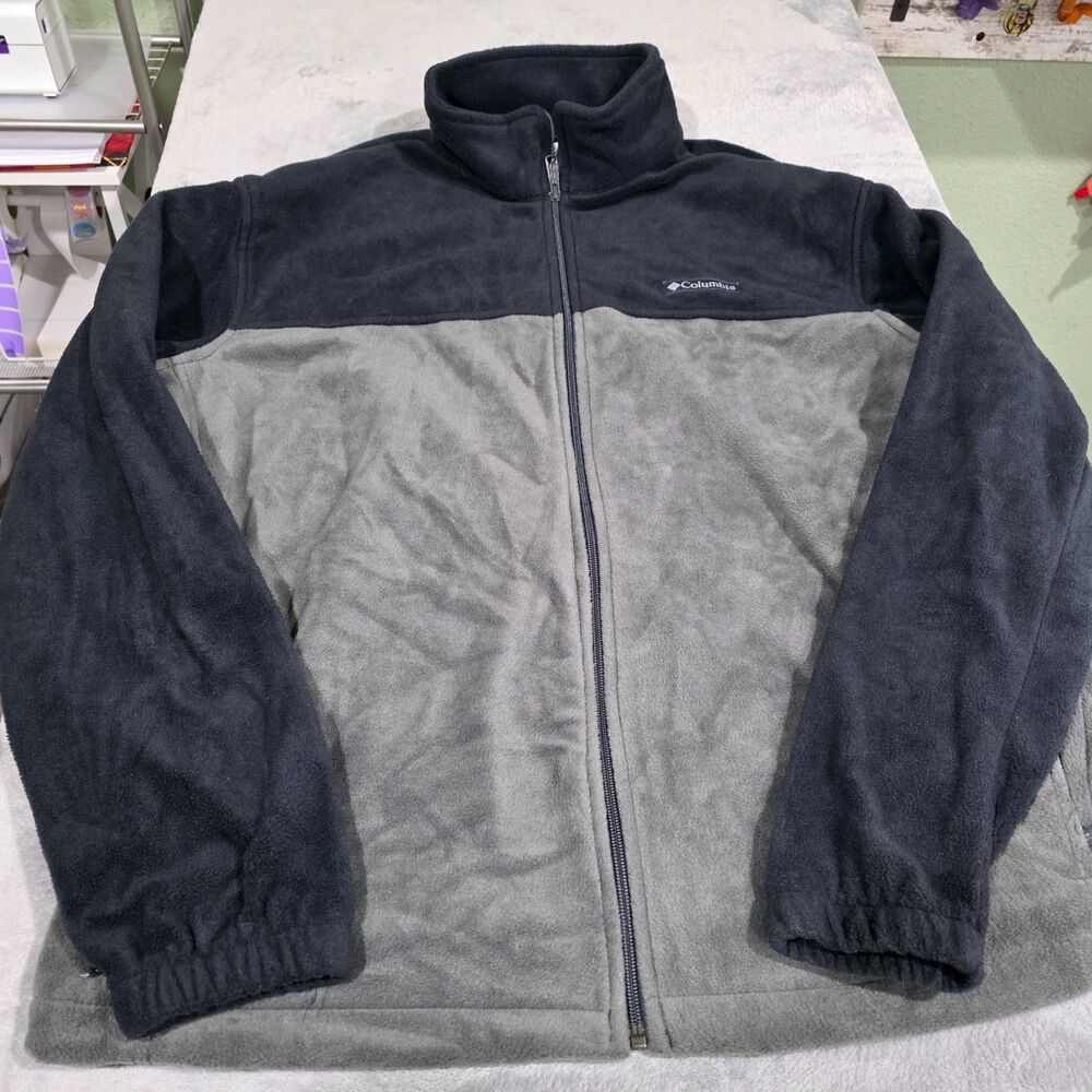 Columbia Jacket Men XXL Grey Black Steens‎ Mountain Fleece Full Zip Outdoor